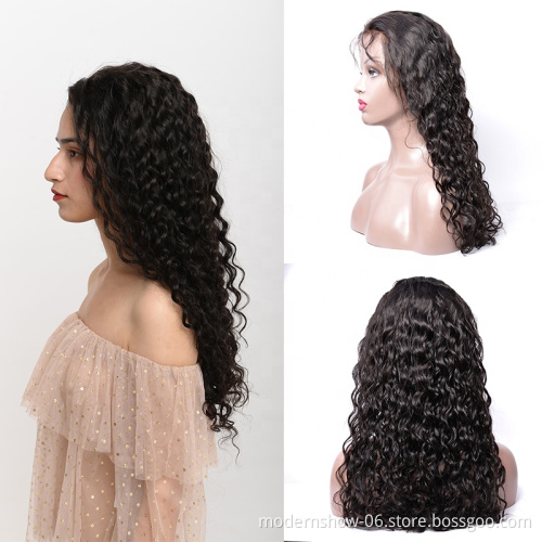 Highlight Color and Natural Color 150 Density Water Wavy Lace Frontal Wig, Brazilian Virgin Human Hair  Lace Front  Wigs